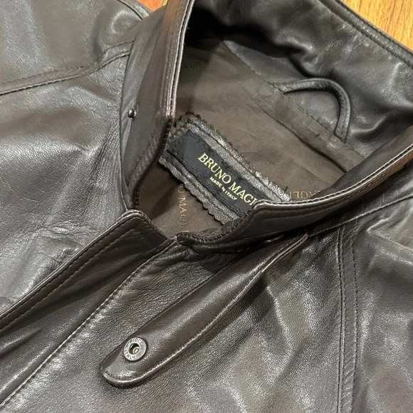 Bruno Magli Vintage Brown Leather Jacket - Picture 5 of 8
